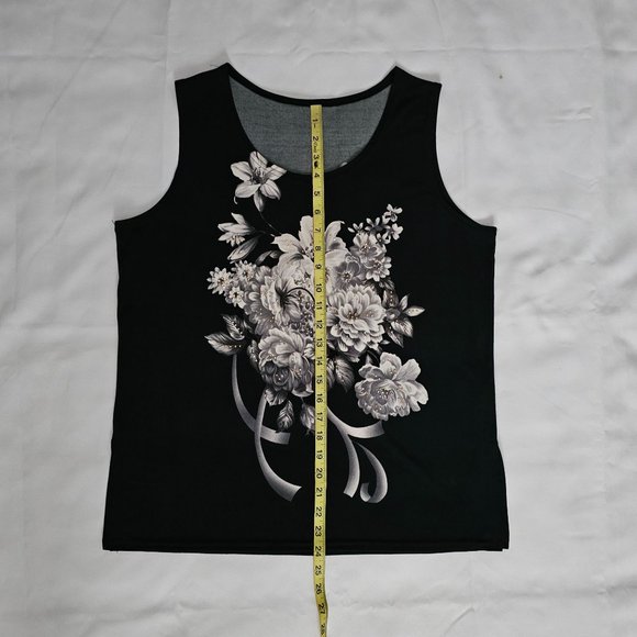 Modelia Women's Floral Print Kimono W/ Inner Sleeveless Blouse Black Size Medium - Picture 15 of 15